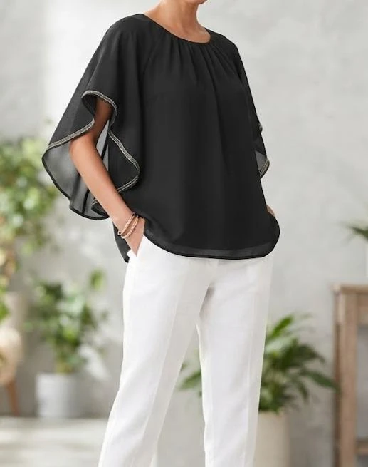 Blouse fluide noire manches papillon Grain de Malice T42